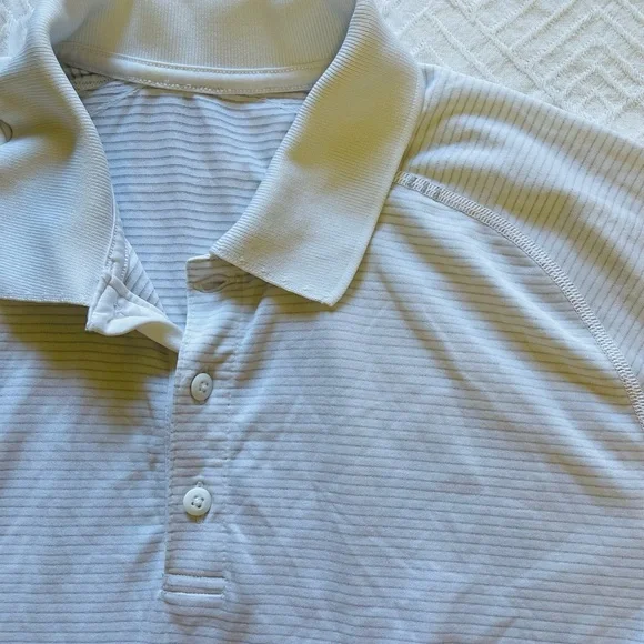 Lululemon Evolution Short Sleeve Polo Slim Fit Mens Large Pinstriped - Picture 3 of 10